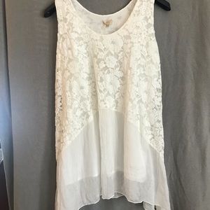White Silk/Lace Tunic Tank